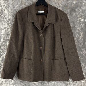 Gerry Weber Size 16 Wool Blazer Jacket Brown Long Sleeve Button Pocket Lined